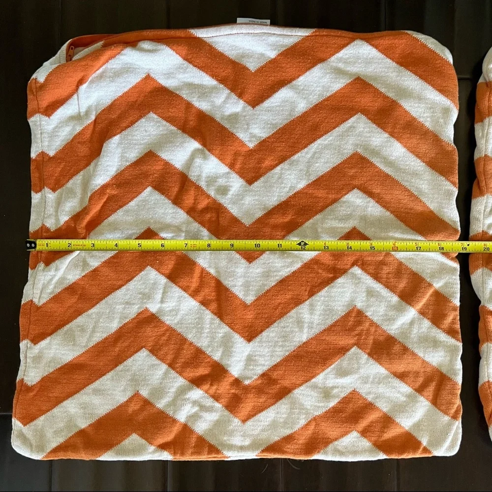 Z Gallerie Orange And White Chevron Zip Up Pillow Cases